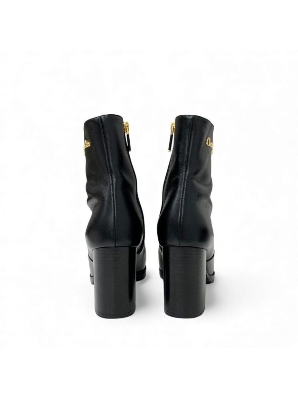 Dior D-town Short Boots Shoes Leather Black Gold Logo - Picture 5 of 10